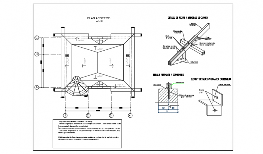 Roof top plan & section design drawings of 2storey house design