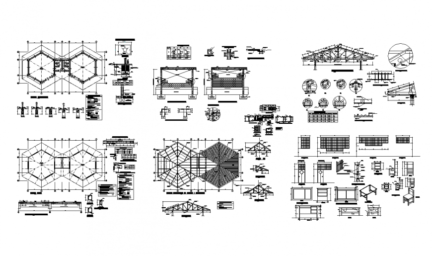 Roof truss structure detail layout autocad file