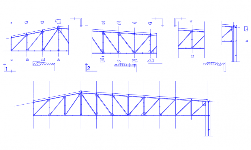 Roof truss detail 2d view CAD construction block autocad file
