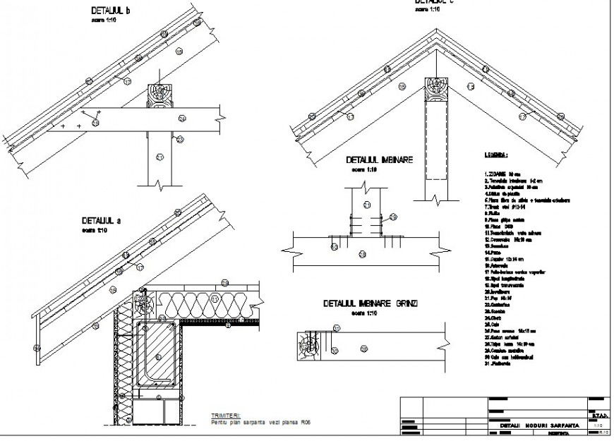 Roof truss detail 2d view CAD structural block layout file in autocad format