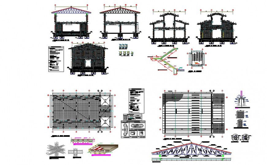 Roof truss detail elevation and plan 2d view CAD construction unit autocad file