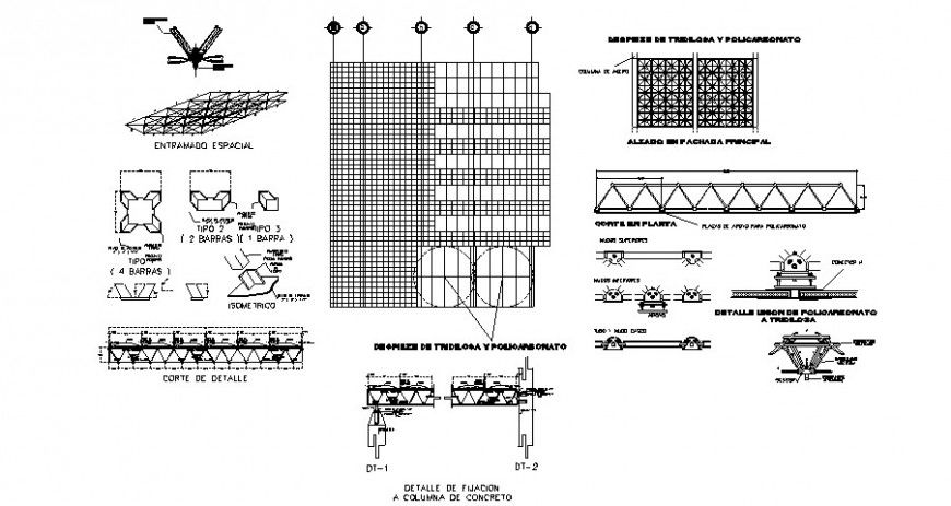 Roof truss structure 2d view CAD construction block autocad file