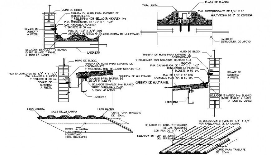 Roofing blocks details drawings in autocad software