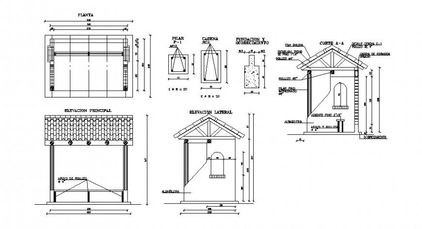 Roofing ceiling construction detail with plan elevation and detail in auto cad