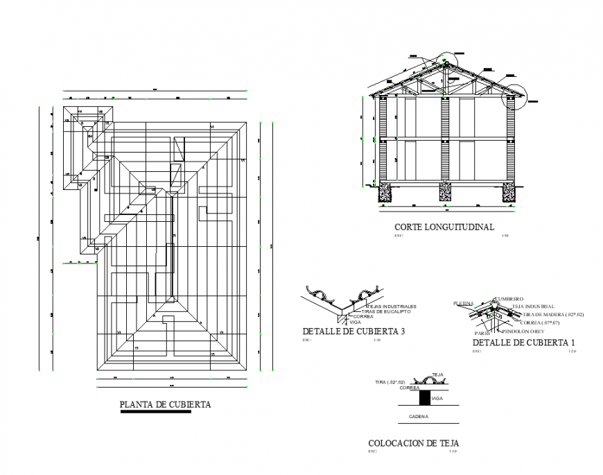 Roofing detail elevation layout 2d view autocad file
