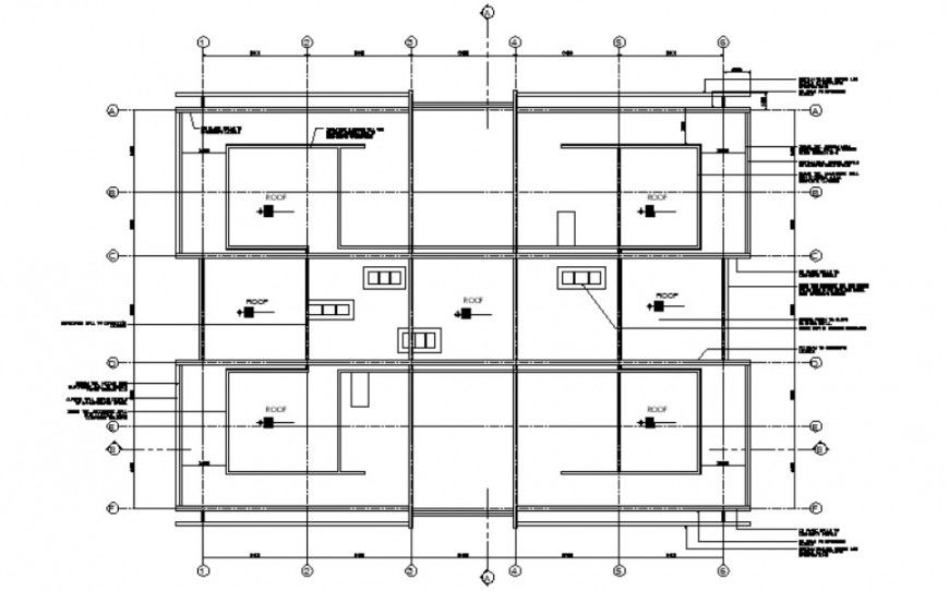 Roofing details of building 2d view autocad software file
