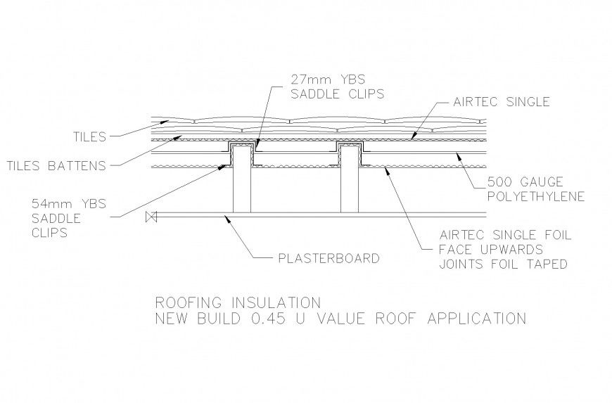 Roofing insulation new build 0.45 u value roof application detail