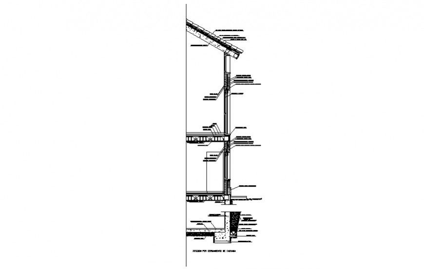 Roofing section details 2d view CAD drawing in AutoCAD