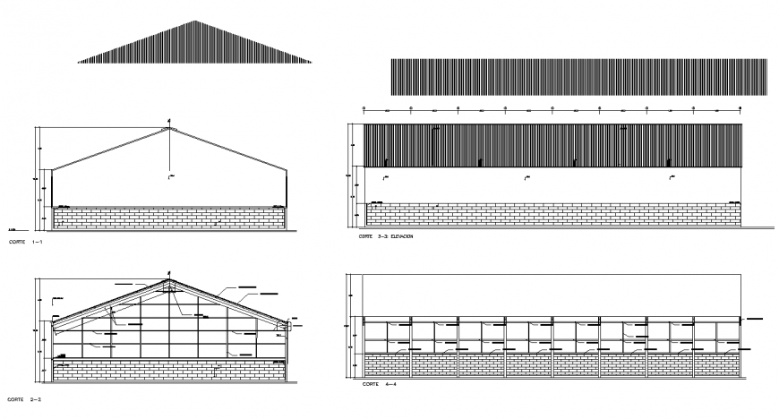 Roofing structure CAD construction detail elevation 2d view layout file
