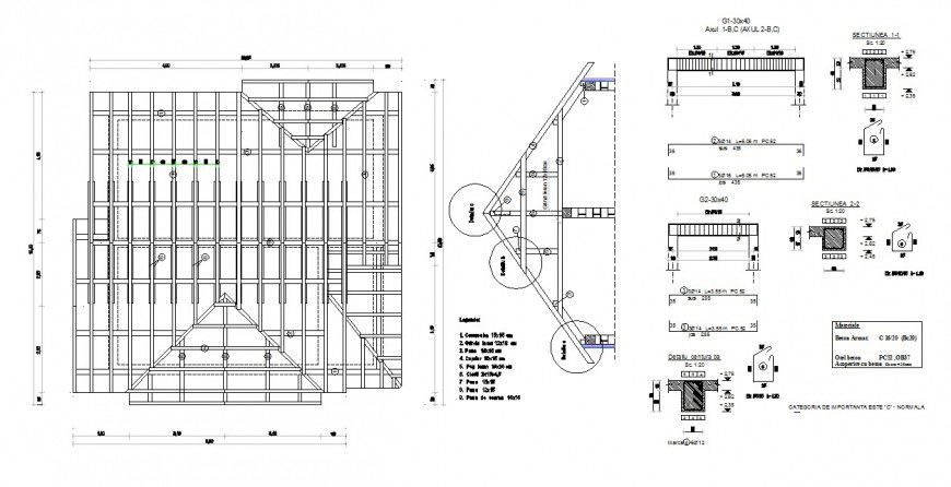 Roofing structure detail 2d view CAD construction block layout autocad file