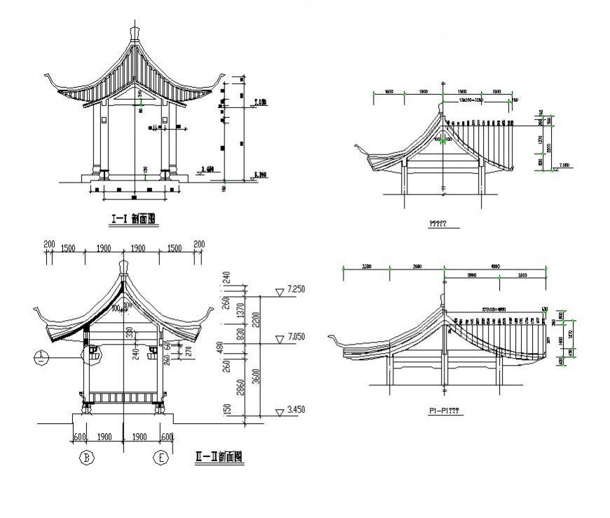 Roofing structure detail elevation 2d view CAD block layout autocad file