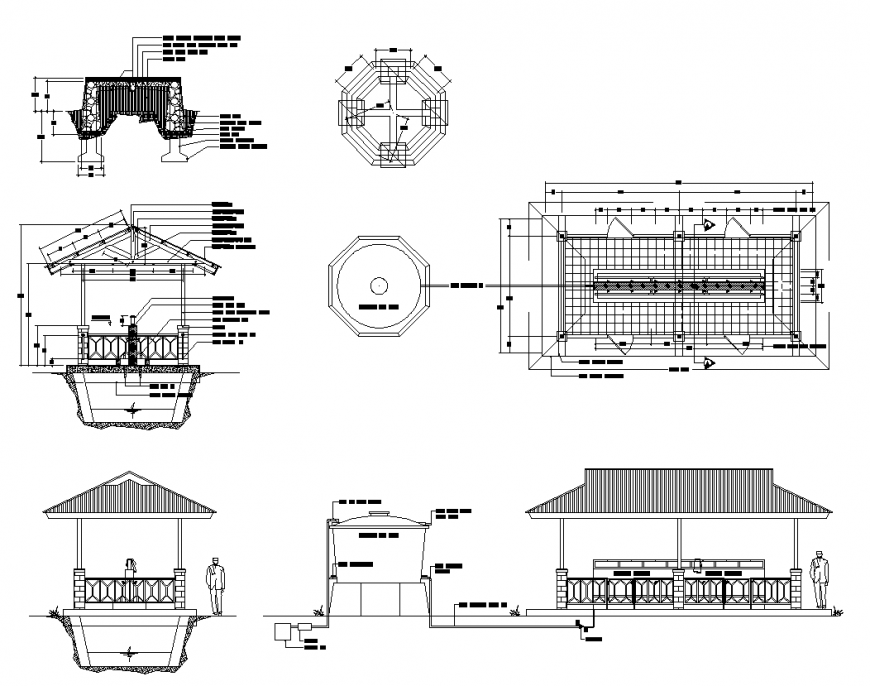 Roofing structure detail elevation 2d view layout file