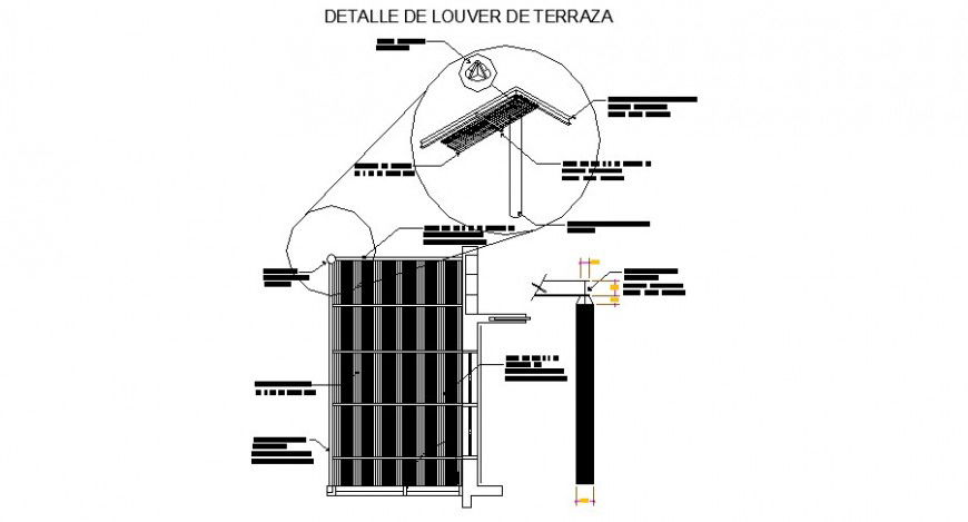 Roofing structure detail plan and section 2d view dwg file