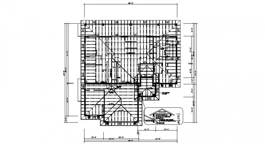 Roofing structure details 2d view plan layout dwg file