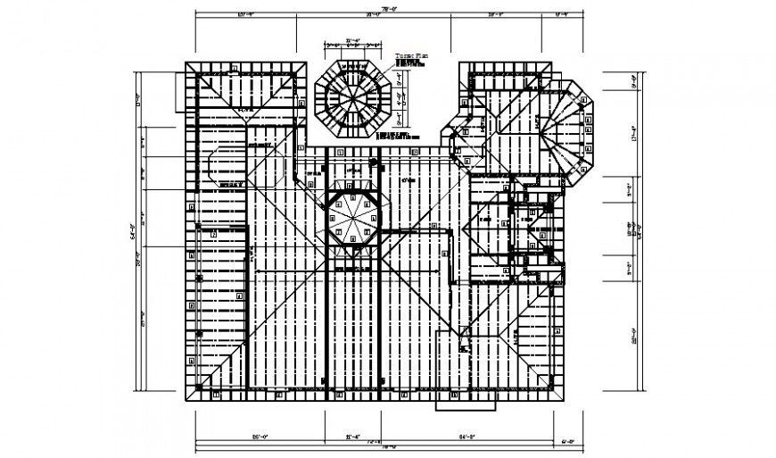 Roofing structure details plan 2d view autocad file