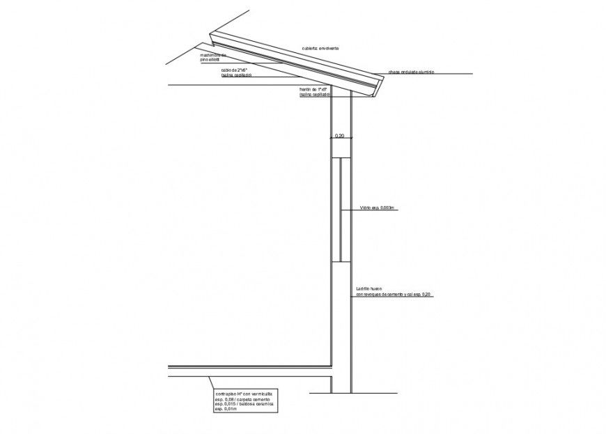 Roofing structure section 2d view CAD drawings autocad file