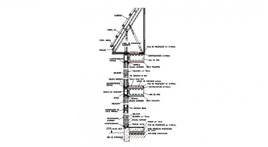 Roofing structure sectional block autocad file