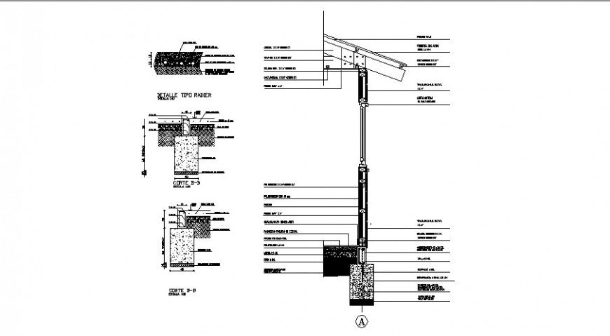 Roofing structure sectional drawings 2d view autocad file