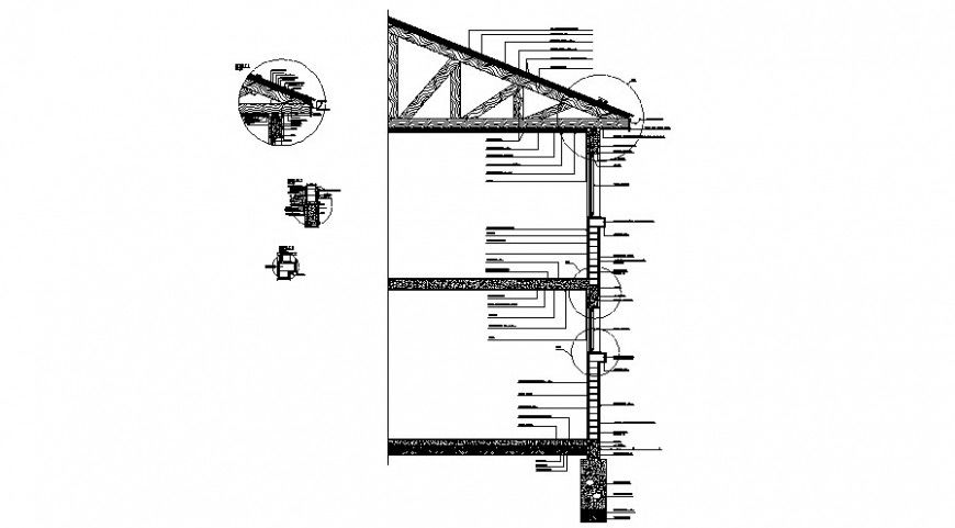 Roofing structure sectional drawings 2d view autocad software file