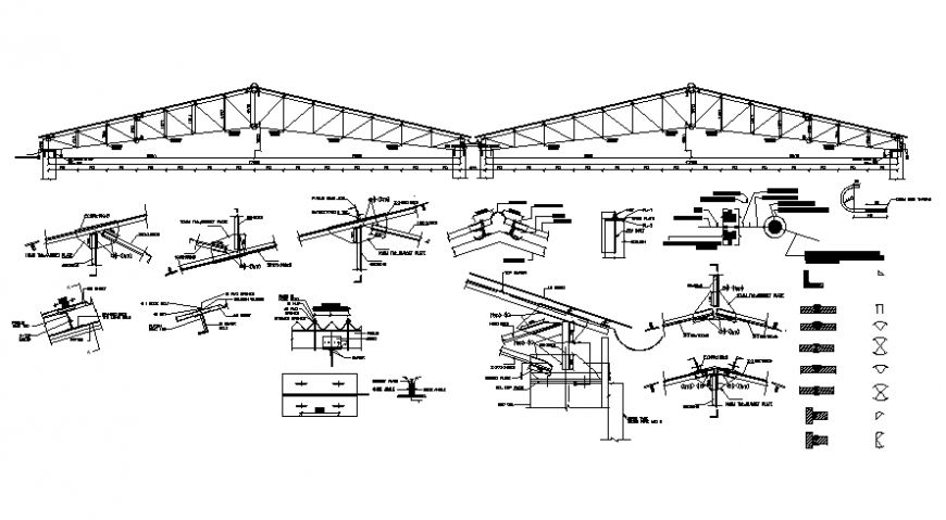 Roofing units drawings 2d view structural blocks autocad file