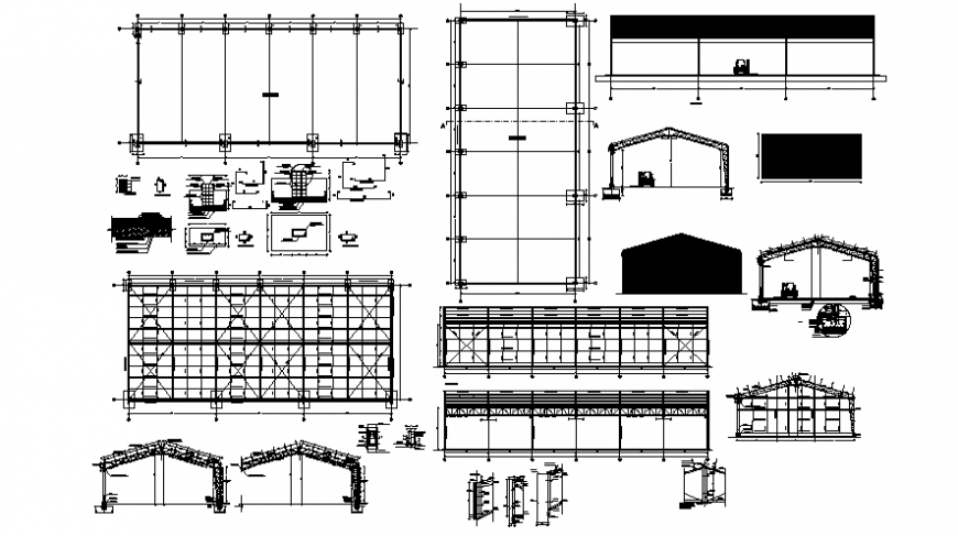 Roofing units structural blocks drawings 2d view plan autocad file
