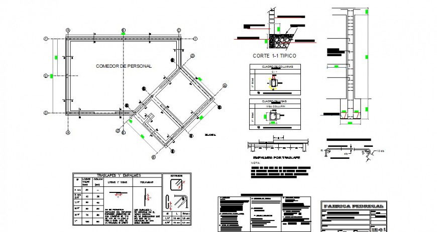 Room foundation, cover plan and structure cad drawing details dwg file