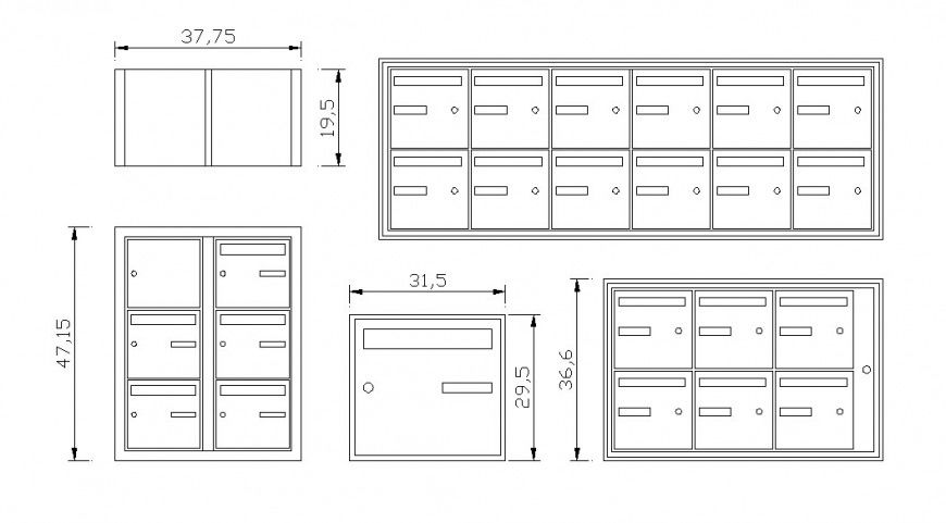Room lockers detailing 2d dwg file