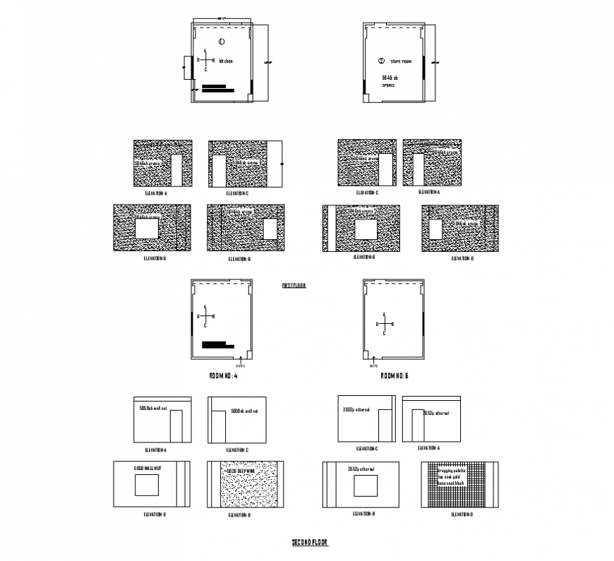 Room structure detail CAD construction layout plan and  elevation 2d view layout file