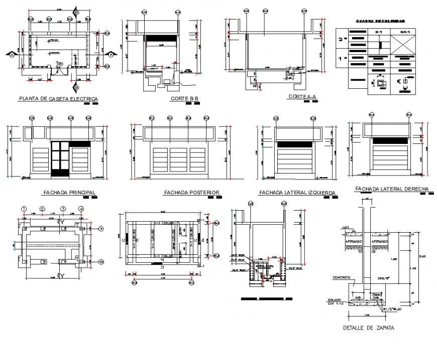 Room structure detail elevation 2d view layout autocad file