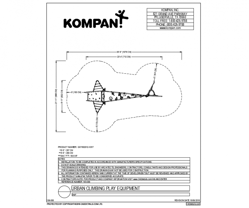 Rope equipment of climbing of garden dwg file