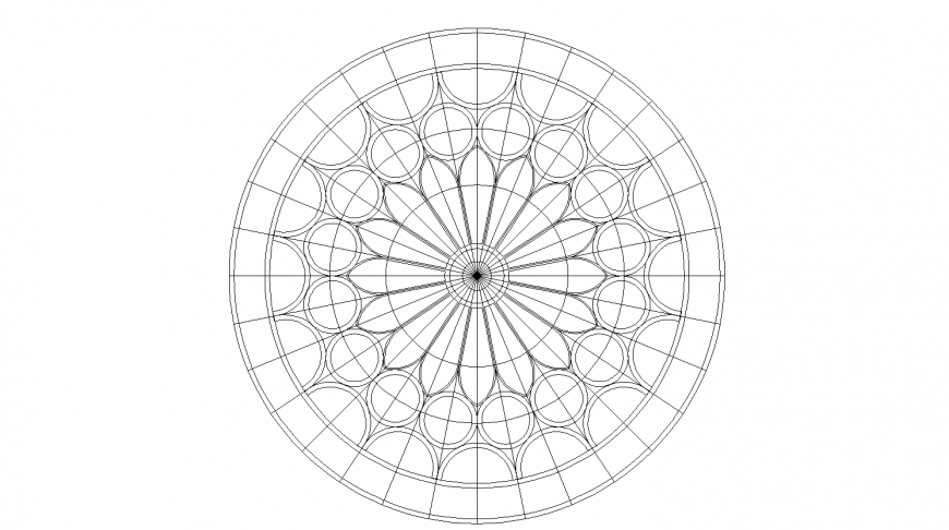 Rose-tone round shaped window block cad drawing details dwg file