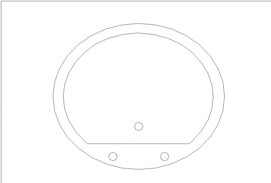 Round basin detail top view plan in dwg AutoCAD file.