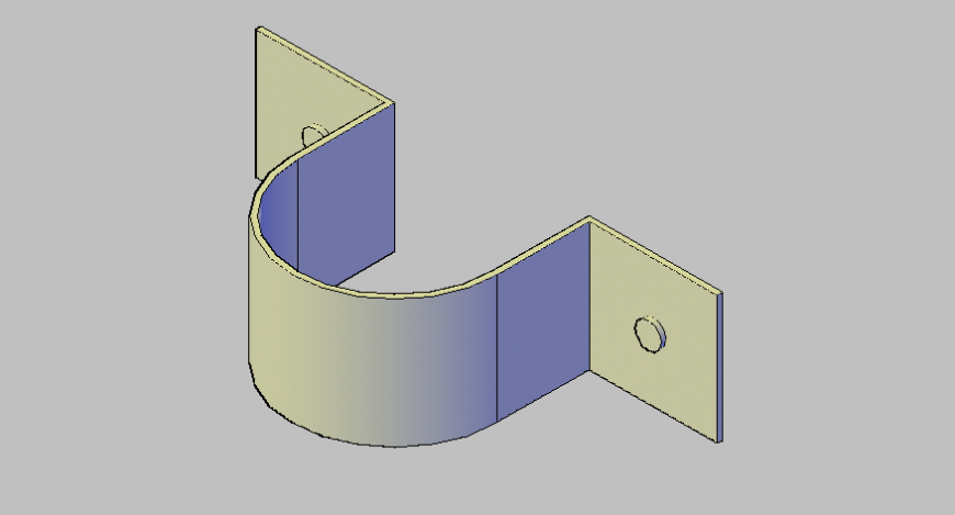 Round down pipe bracket 3d drawing detail autocad file