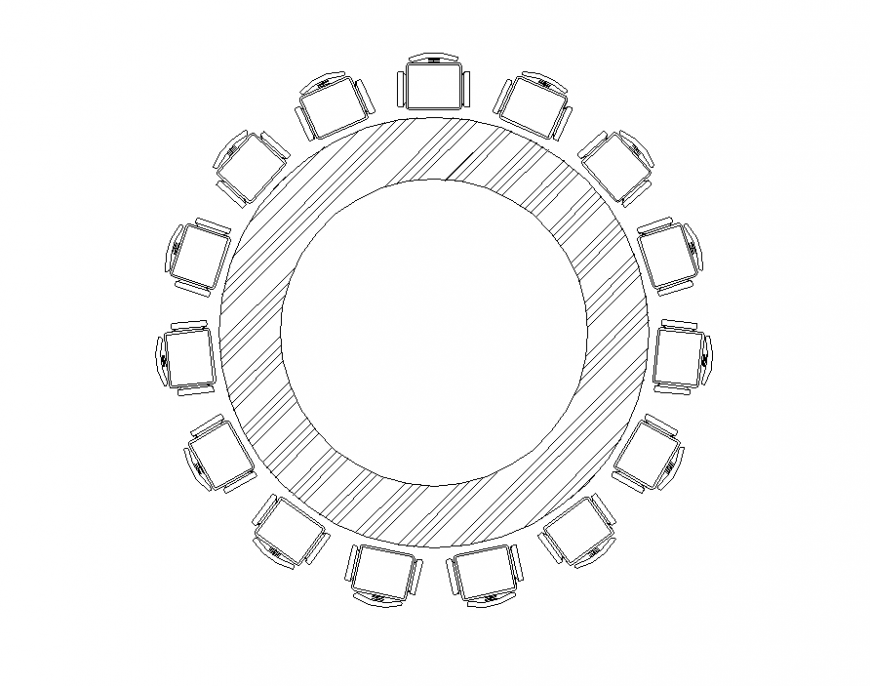 Round glass conference table detail 2d view CAD blocks dwg file
