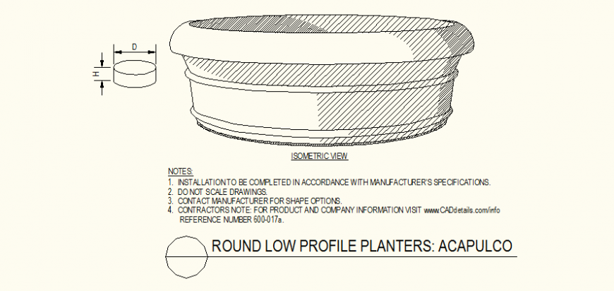 Round low profile planters detail layout file