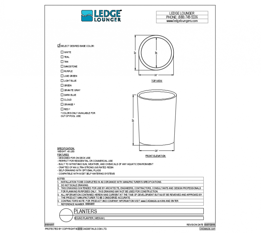 Round medium planter for desk cad block design dwg file