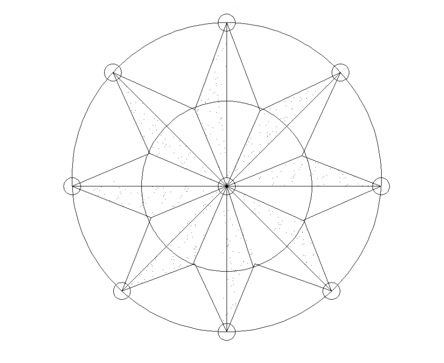 Round parquet cad blocks 2d view layout dwg file