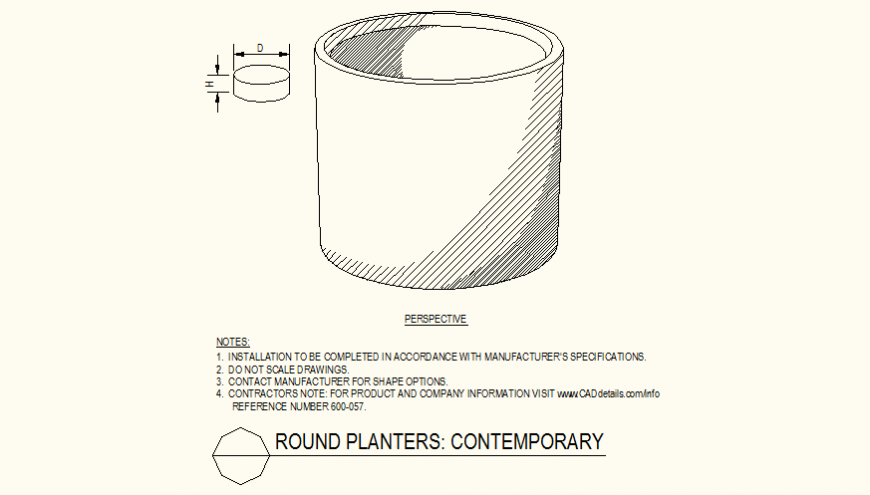Round planters contemporary detail dwg file