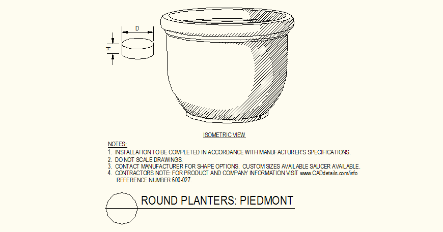 Round planters shaped detail layout plan