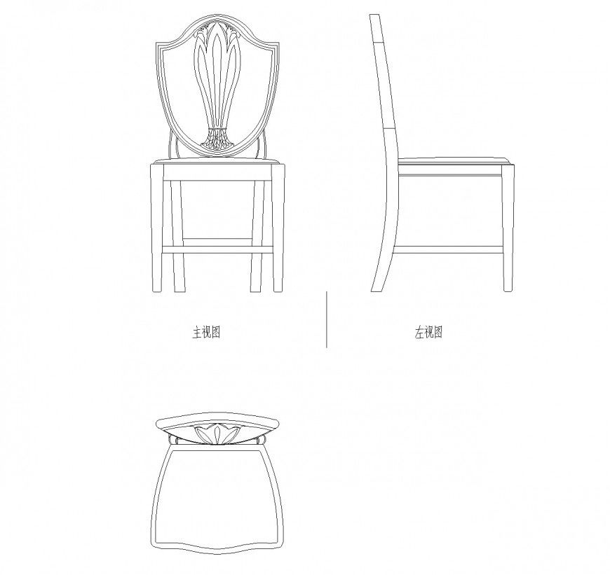 Round shape chair detail dwg file
