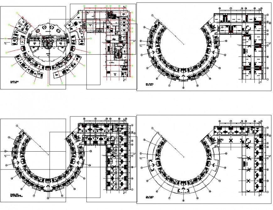 Round shape detail of house plan dwg file