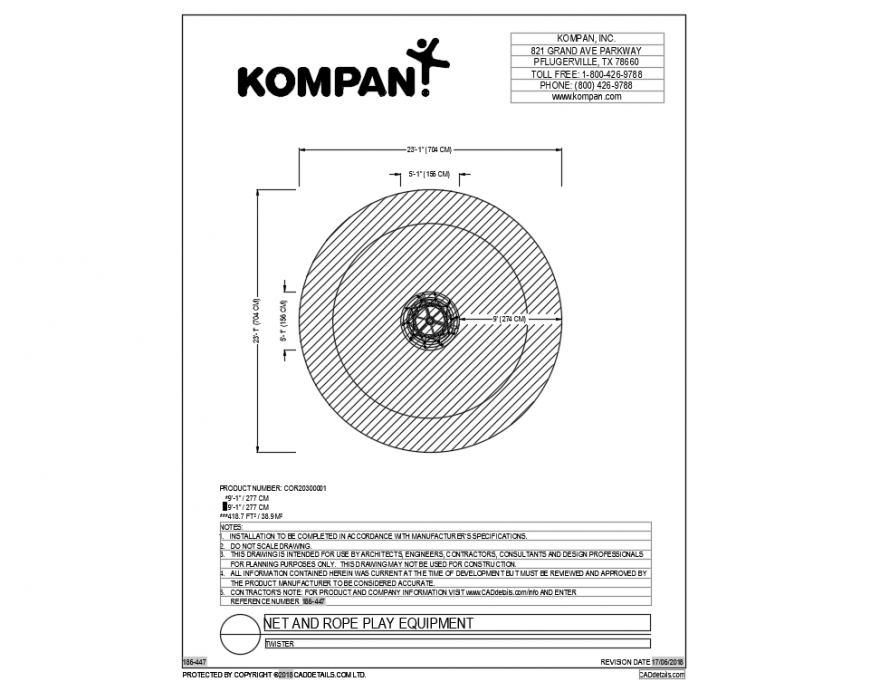 Round shape kid's net and rope play equipment details dwg file