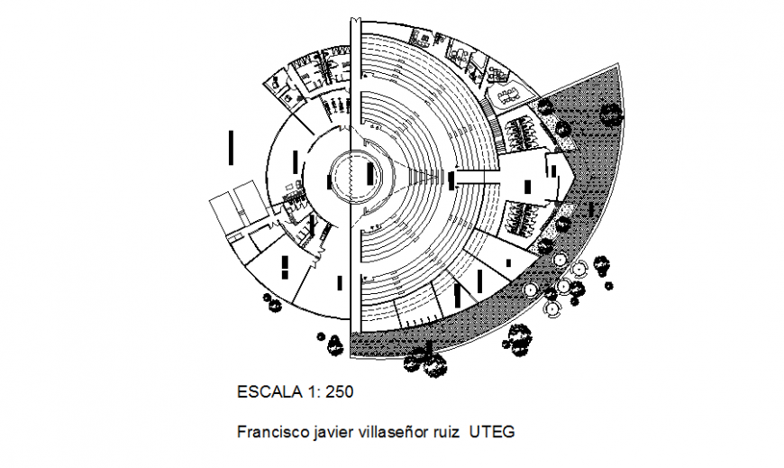 Round shape office commercial building layout file