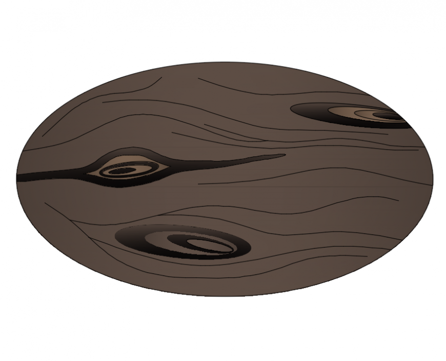 Round shape wooden table top view cad block design dwg file