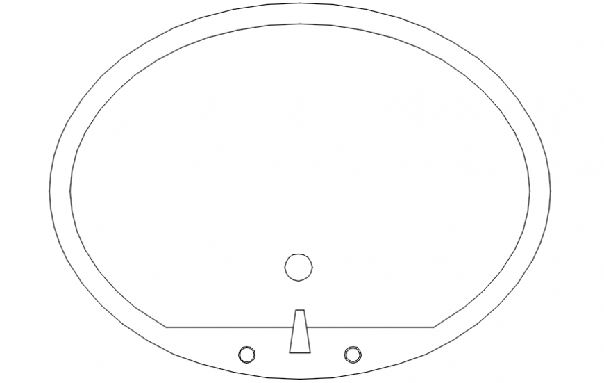 Round shaped basin top view elevation block drawing details dwg file