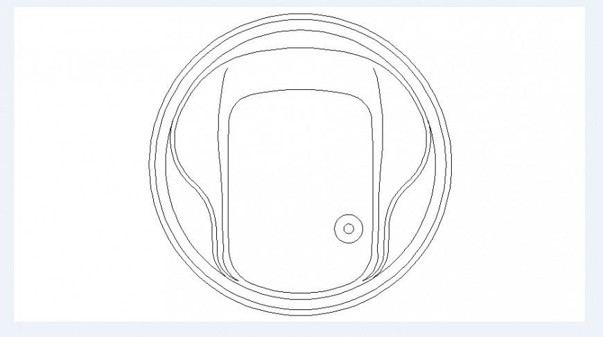 Round shaped bathtub elevation block drawing details dwg file