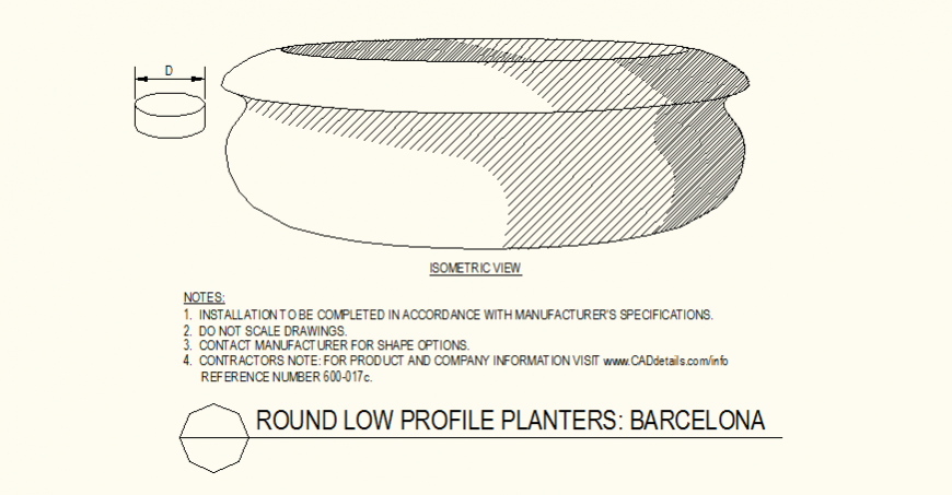 Round shaped planters design detail autocad file
