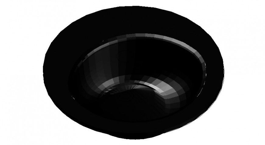 Round shaped sink 3d elevation block cad drawing details dwg file