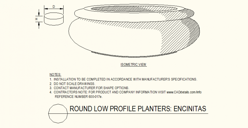 Rounded top shape planters detail plan dwg file