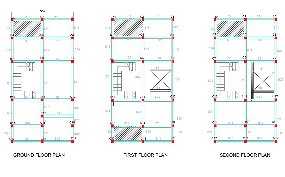 row house structural plan drawing